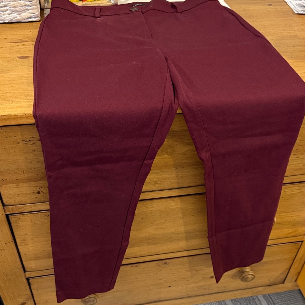 LOFT Women's Burgundy Straight Leg Pants